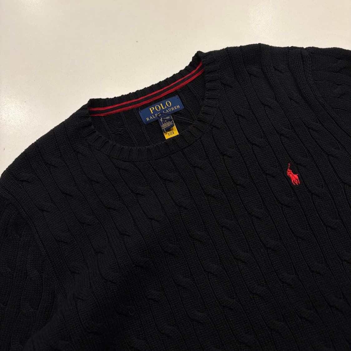 [L] 폴로 랄프로렌 신형 큐알 블랙 케이블 니트 스웨터 B911 상품이미지3