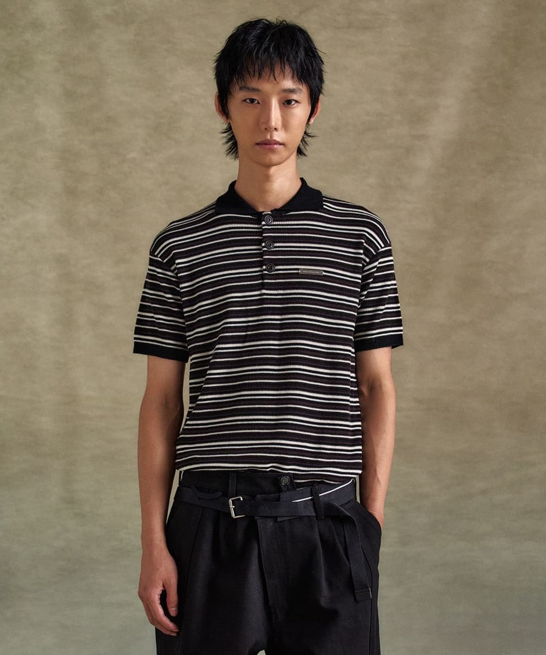 앤더슨벨 스트라이프 폴로 스웨터 상품이미지1