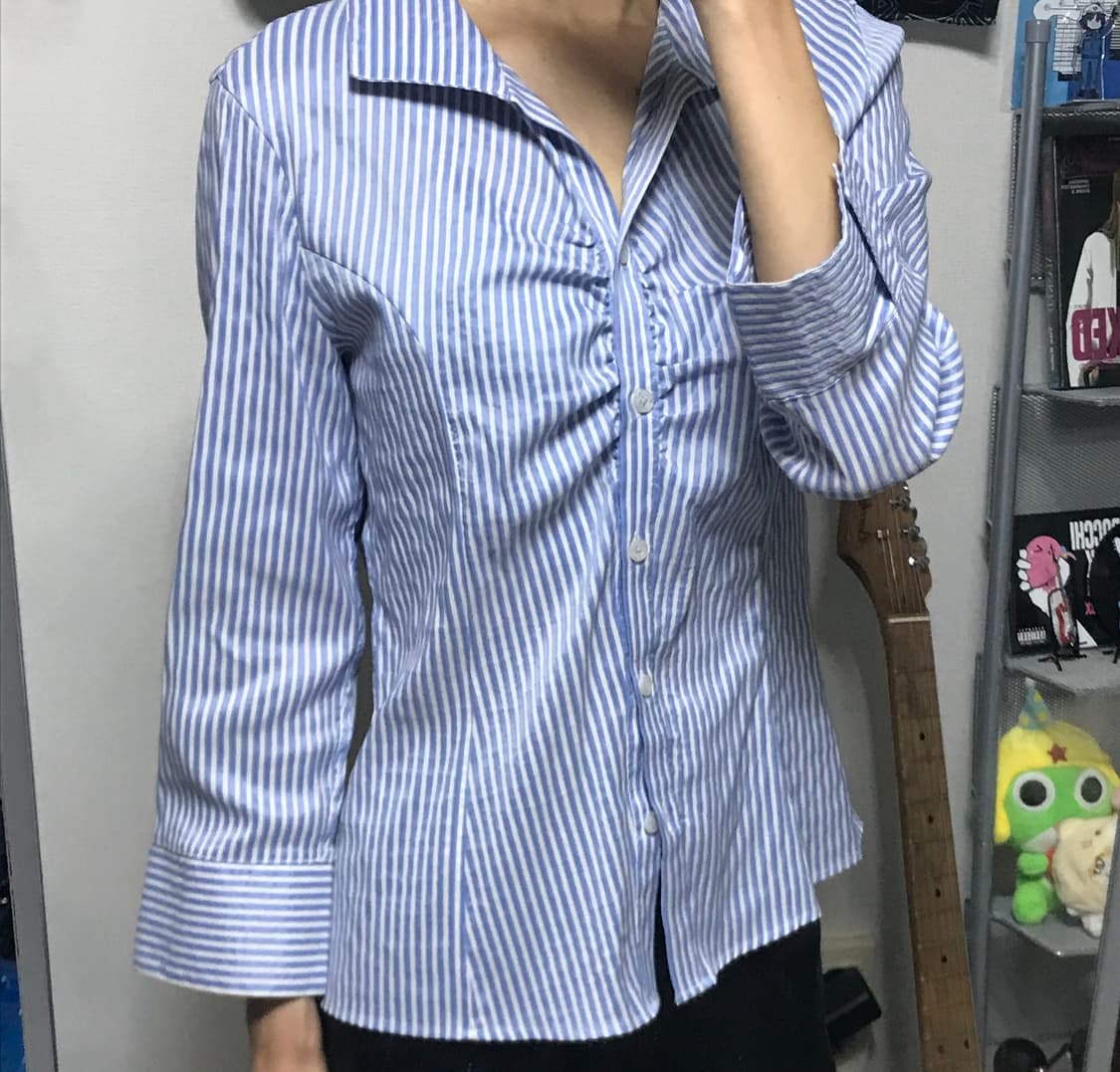 셔링 긱시크 스트라이프 셔츠 상품이미지2