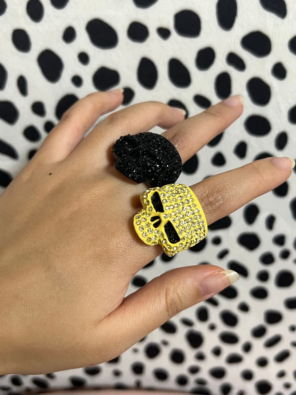 갸루 펑크 y2k 볼드 해골 큐빅 반지 일괄 상품이미지3