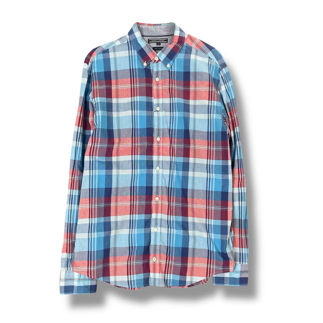 타미힐피거 뉴욕핏 레드 블루 체크 패턴 긴팔 셔츠 L 상품이미지1