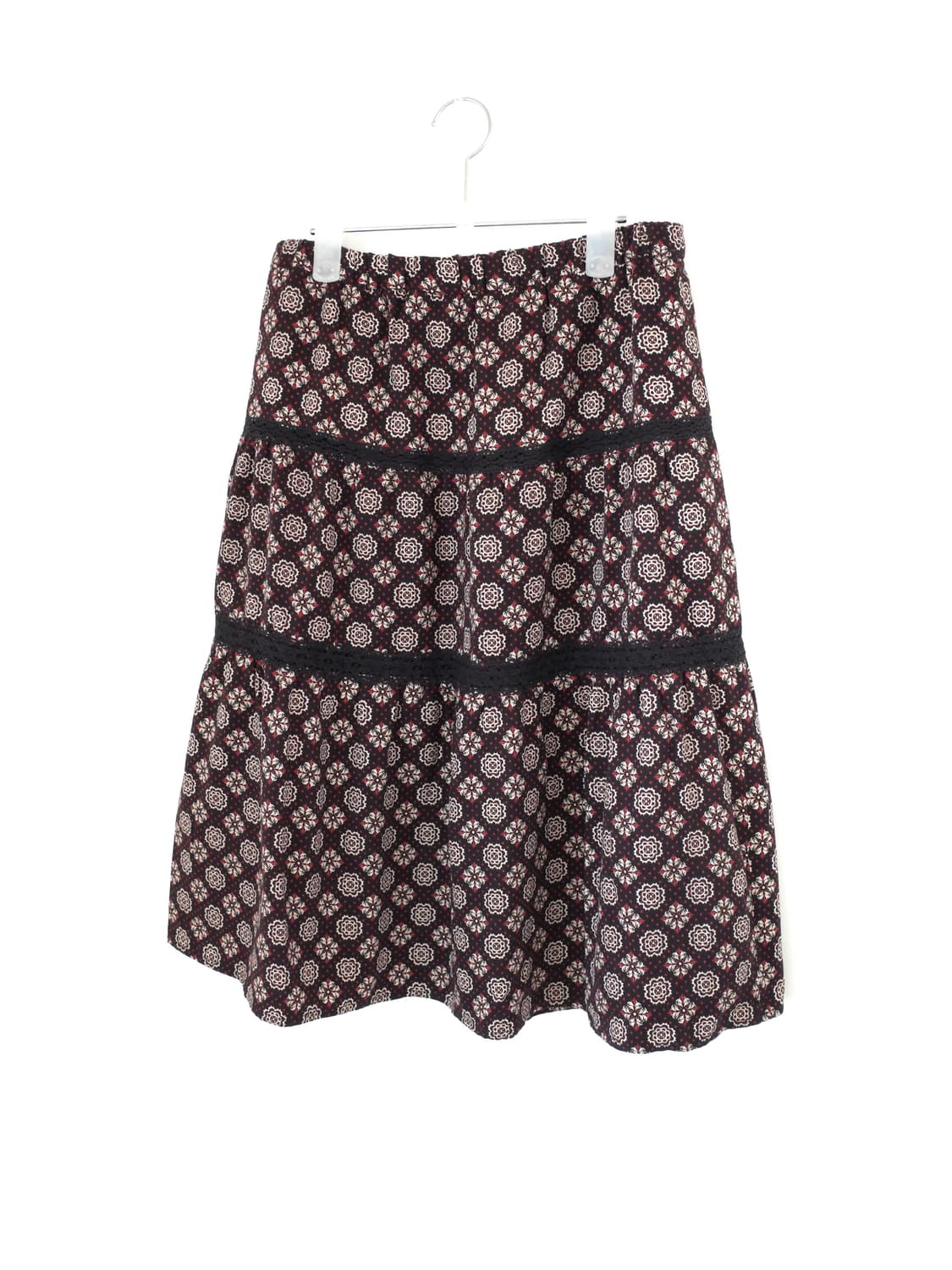 빈티지 플레어 패턴&레이스 스커트 상품이미지1