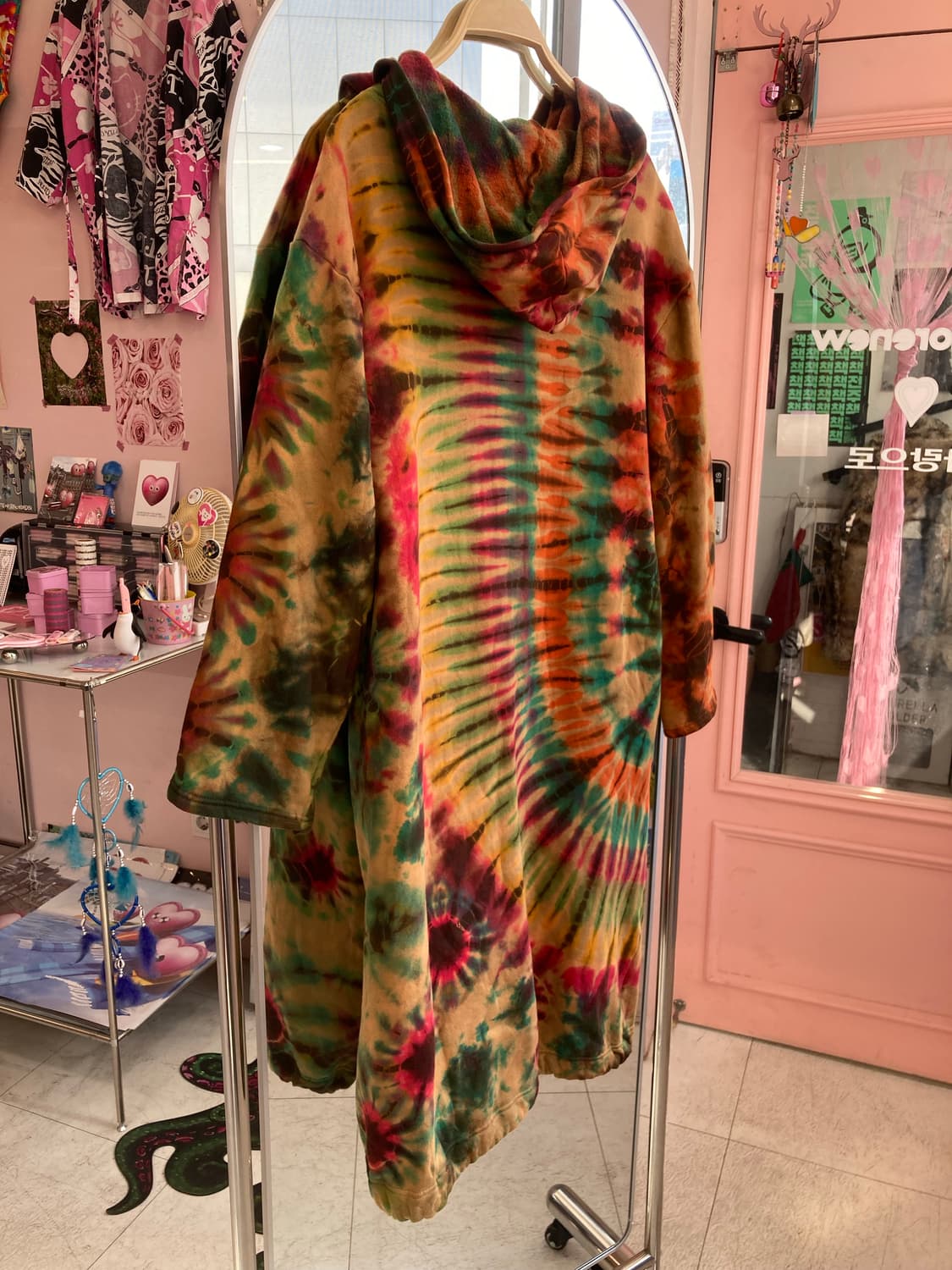 빈티지 브라운 타이다이 롱코트 상품이미지5