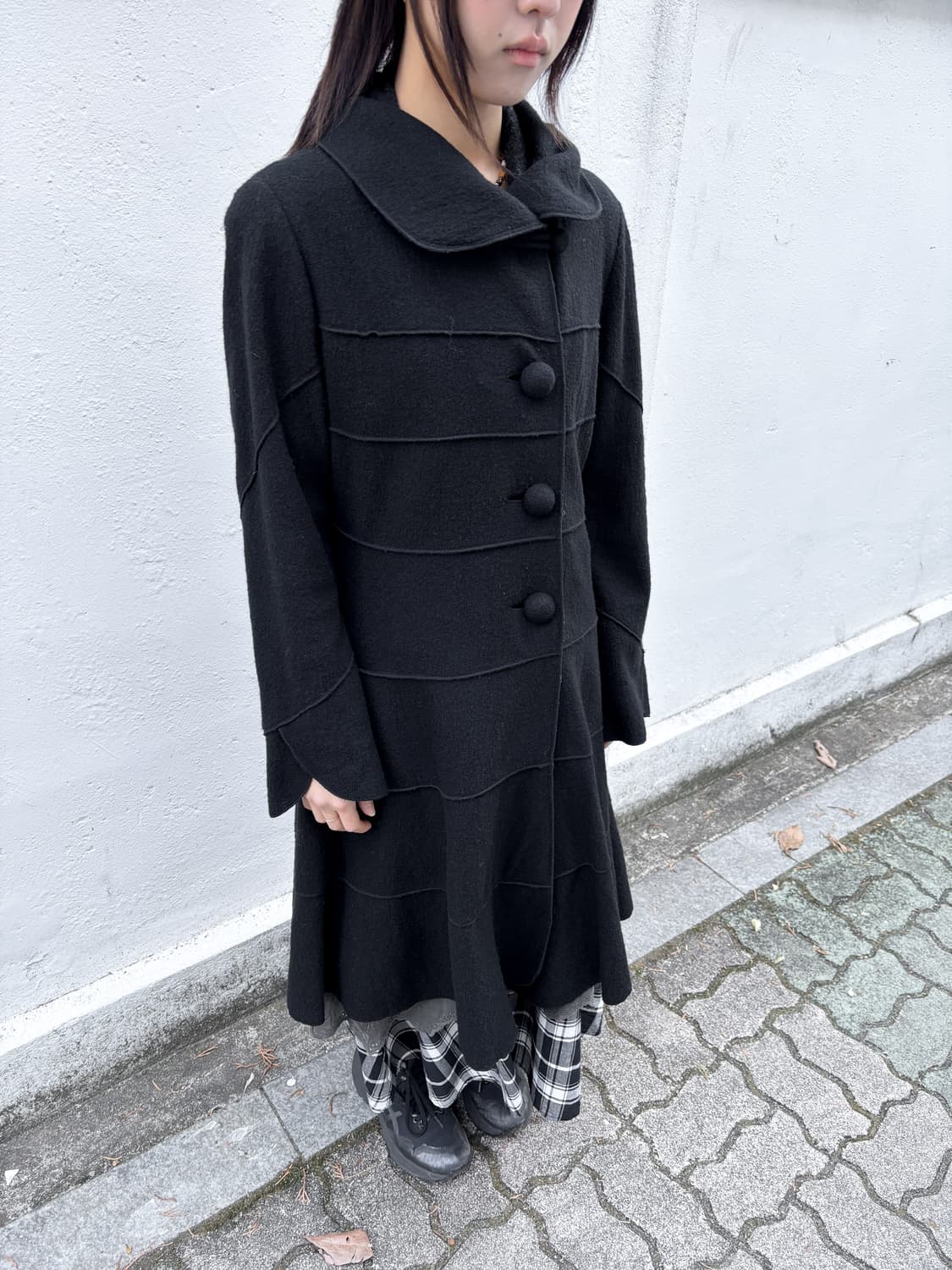 빈티지 라운드 카라 울 코트 상품이미지2