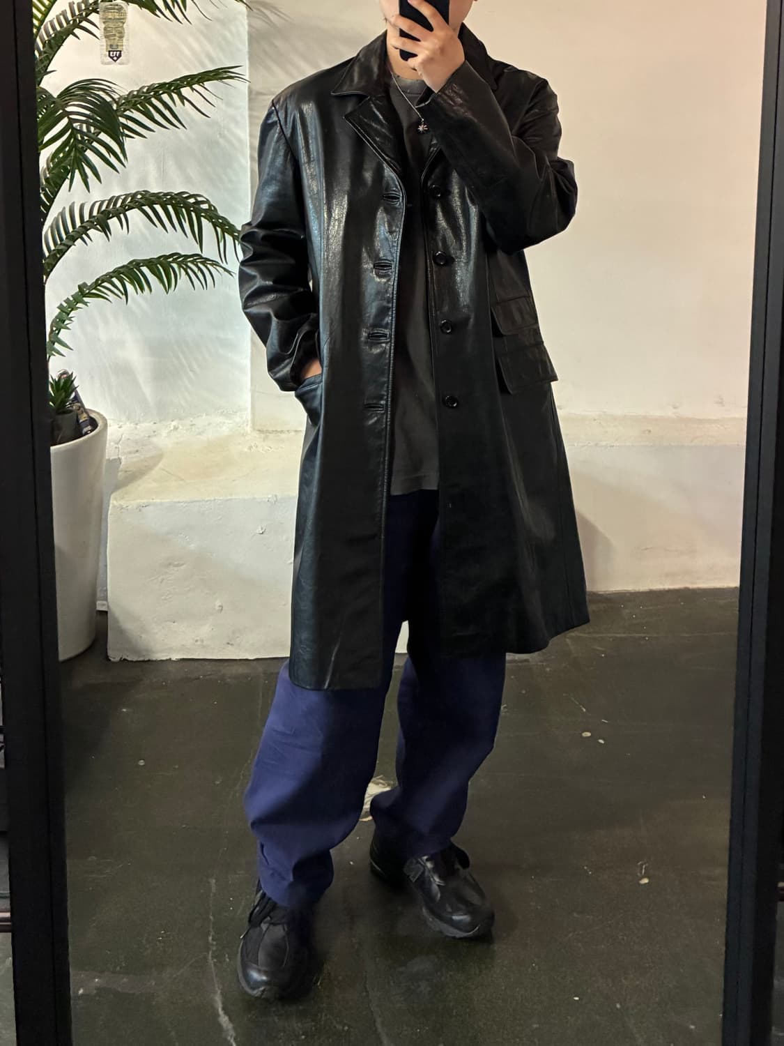 (M/105)Politix 로우 하이드 레더 빈티지 카코트자켓 가죽코트 상품이미지10