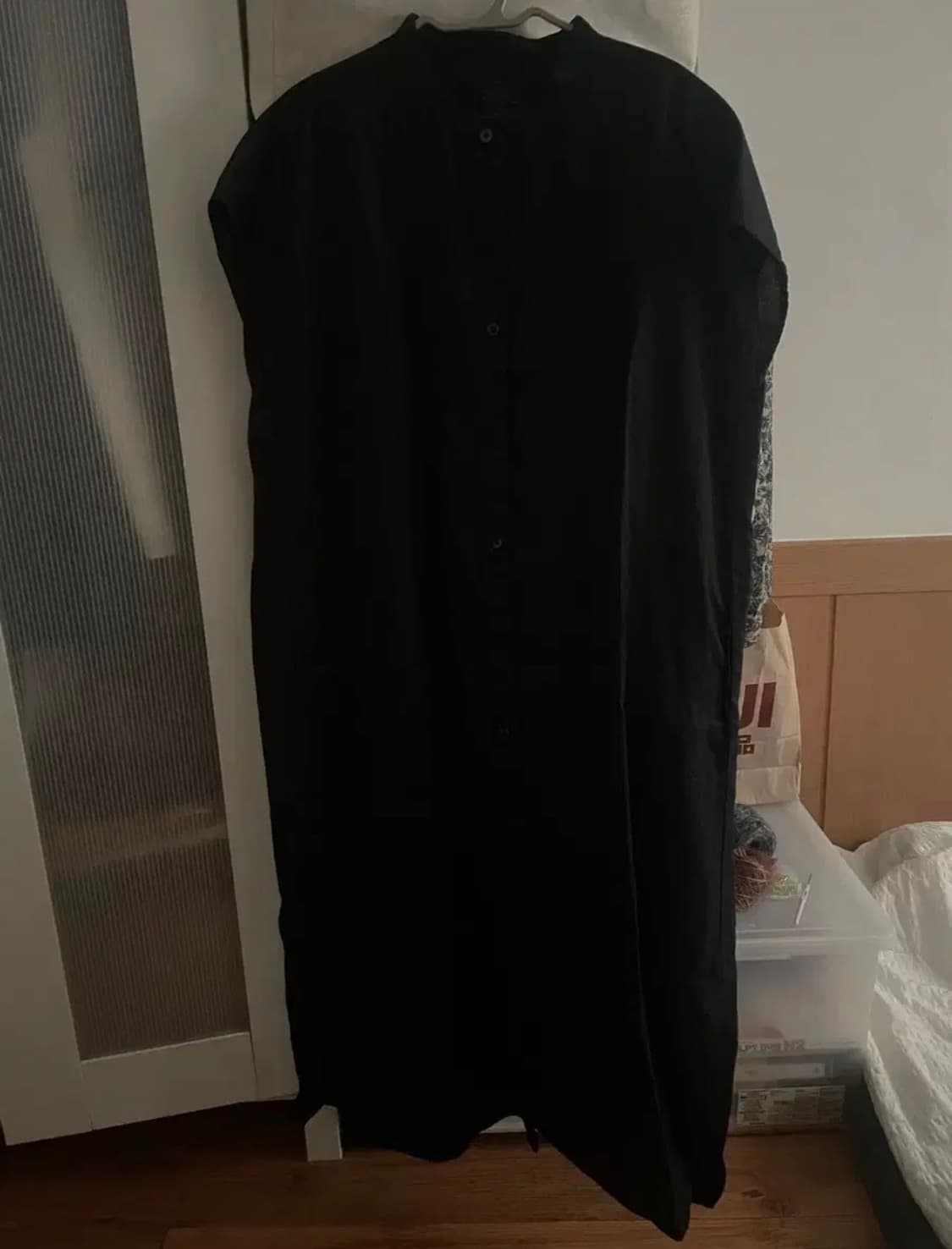 무인양품 리넨 슬리브리스 원피스 M-L 네이비 상품이미지1