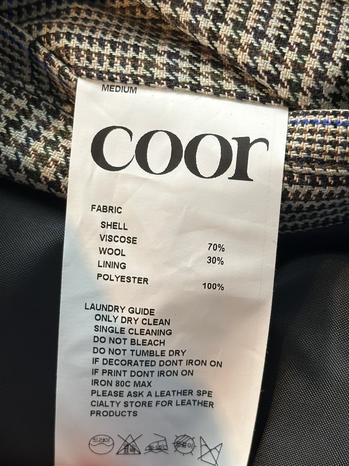 쿠어 글렌 체크 울 오버사이즈 블레이저 (M, 새상품) 상품이미지5