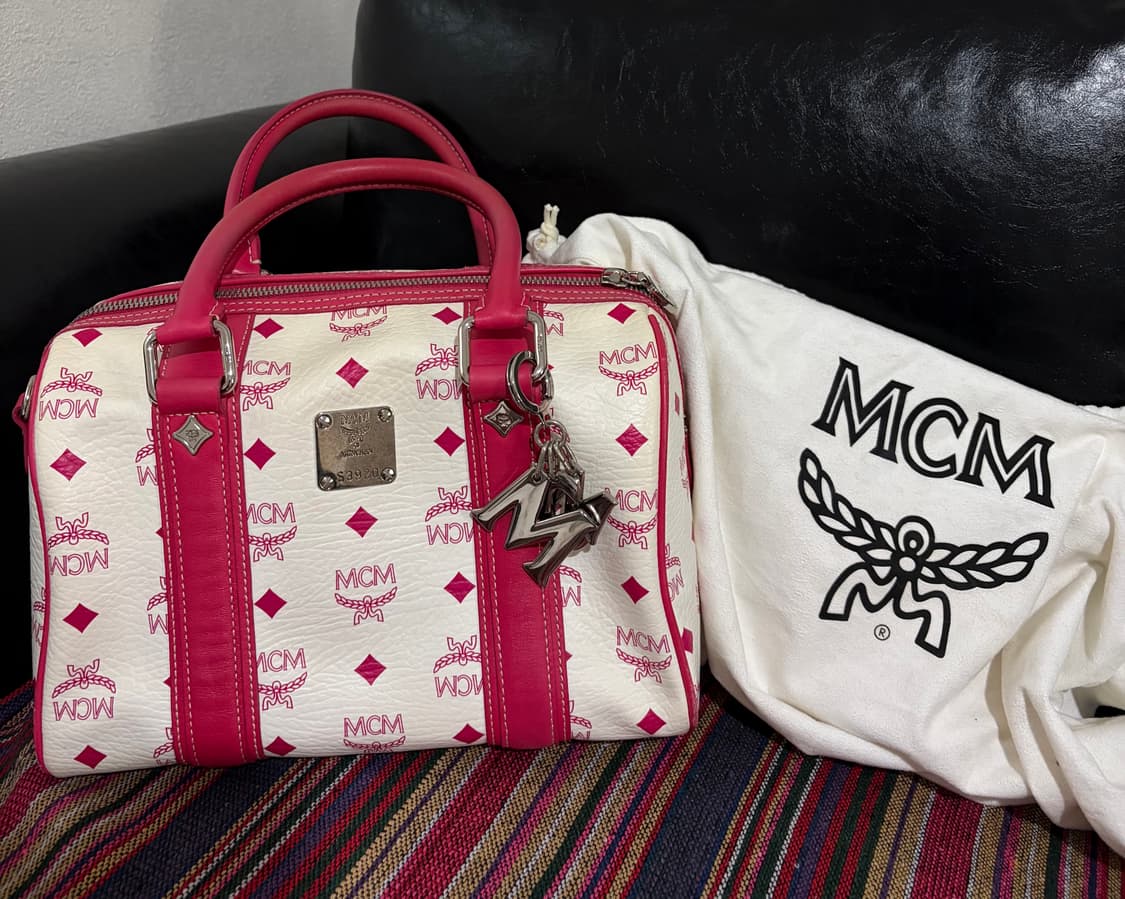 MCM 비세토스 보스턴백 핑크화이트 컬렉션 한정판라인 상품이미지1
