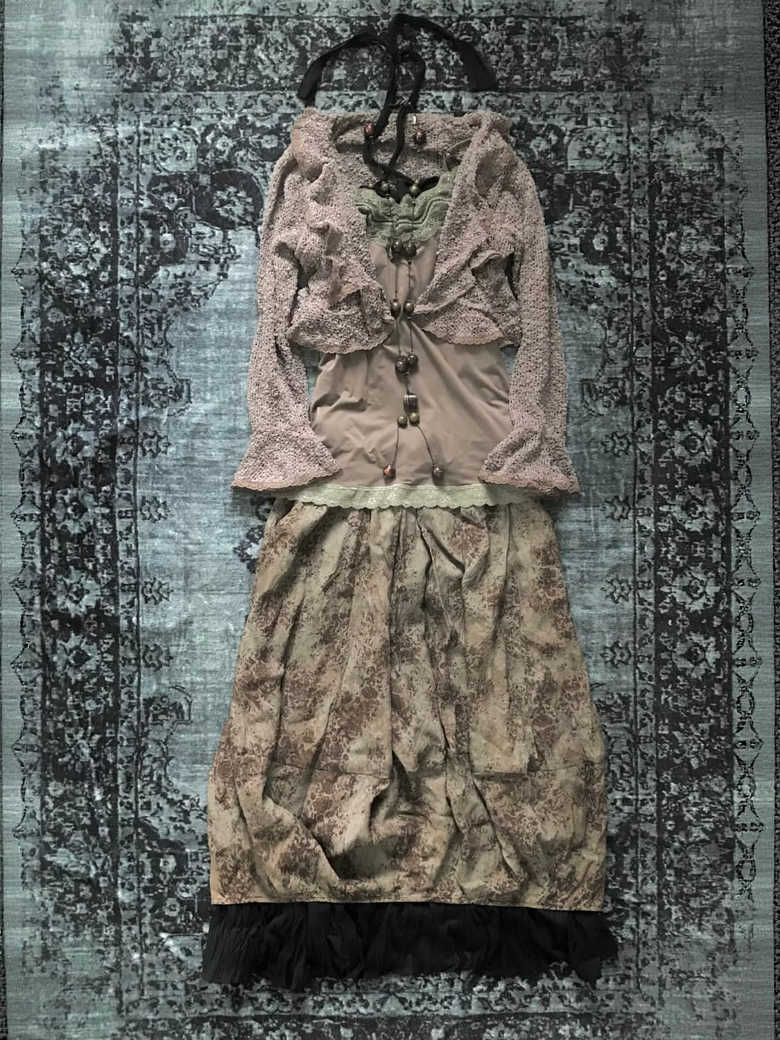 6p 빈티지 그런지 페어리 모리걸 블랙 모카무스 무드 코디set 상품이미지1