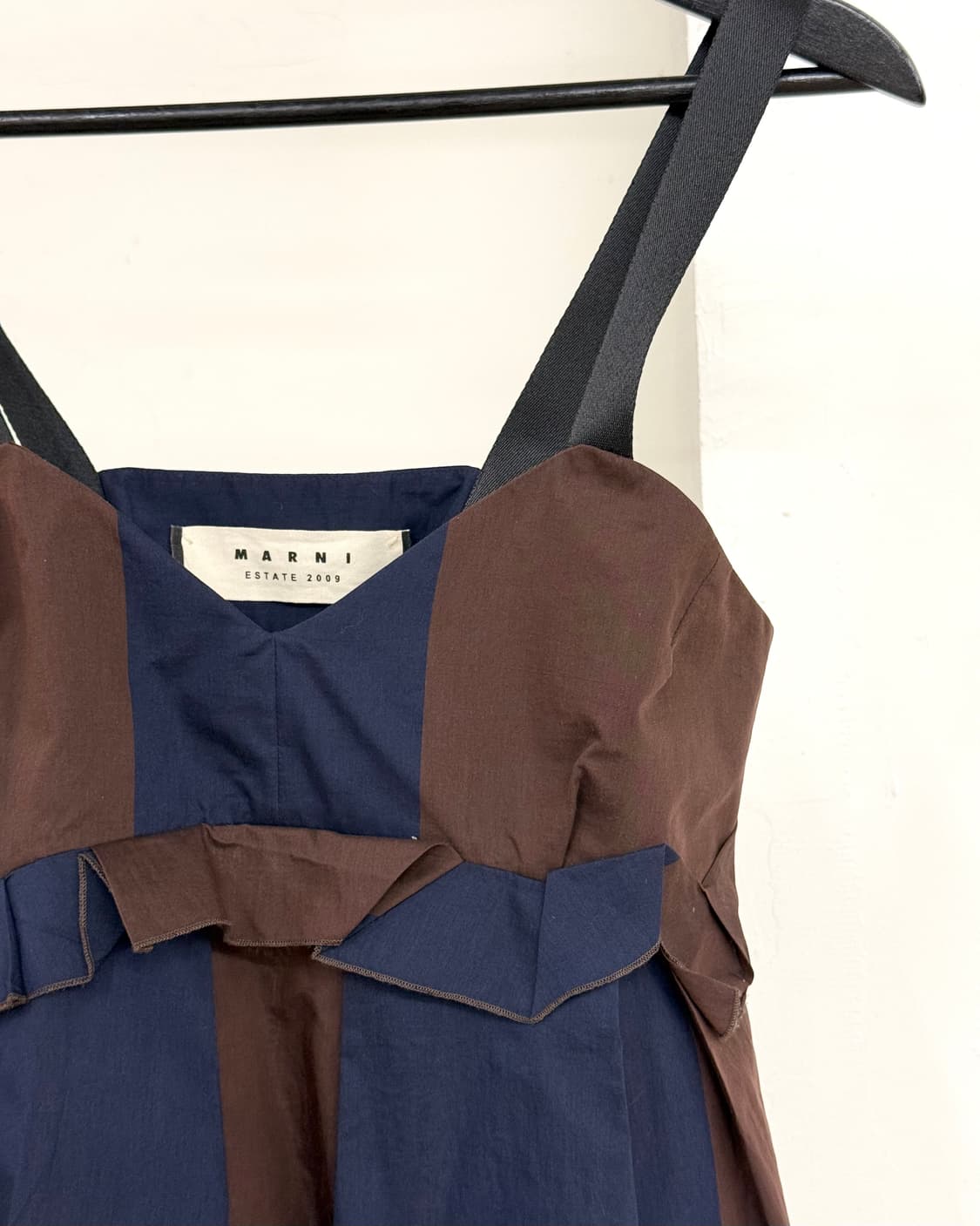 마르니 다크브라운 네이비 패치워크 드레스 상품이미지4
