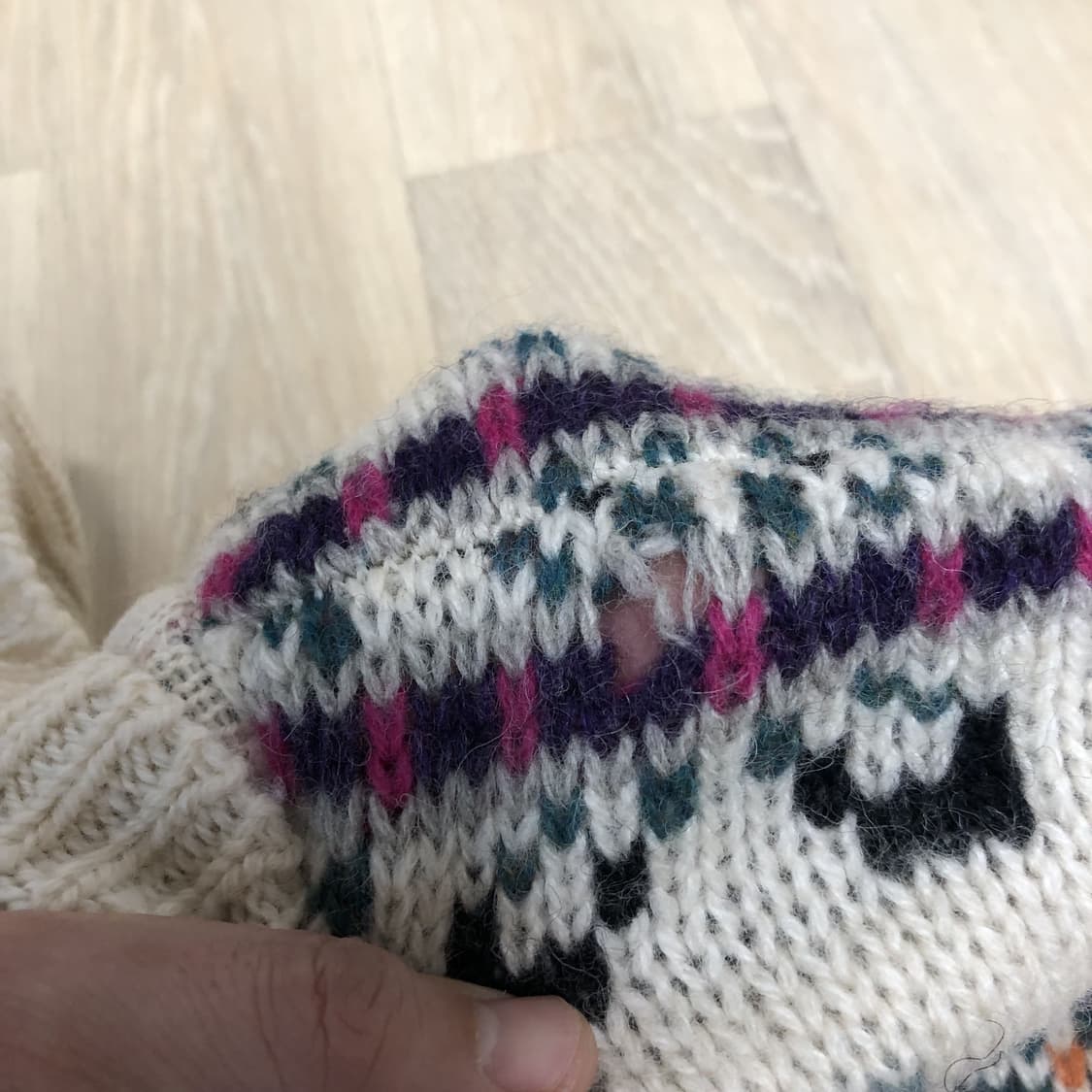 (M) 90's 엘엘빈 L.L BEAN 스코틀랜드 울 노르딕 카라 니트 상품이미지6