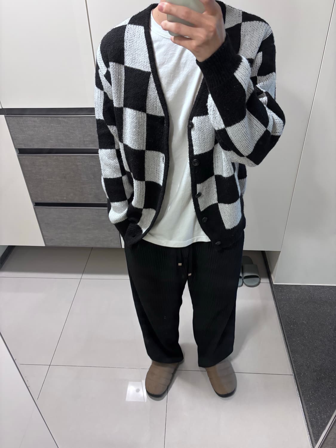 L 에잇세컨즈 체커보드 가디건 상품이미지1