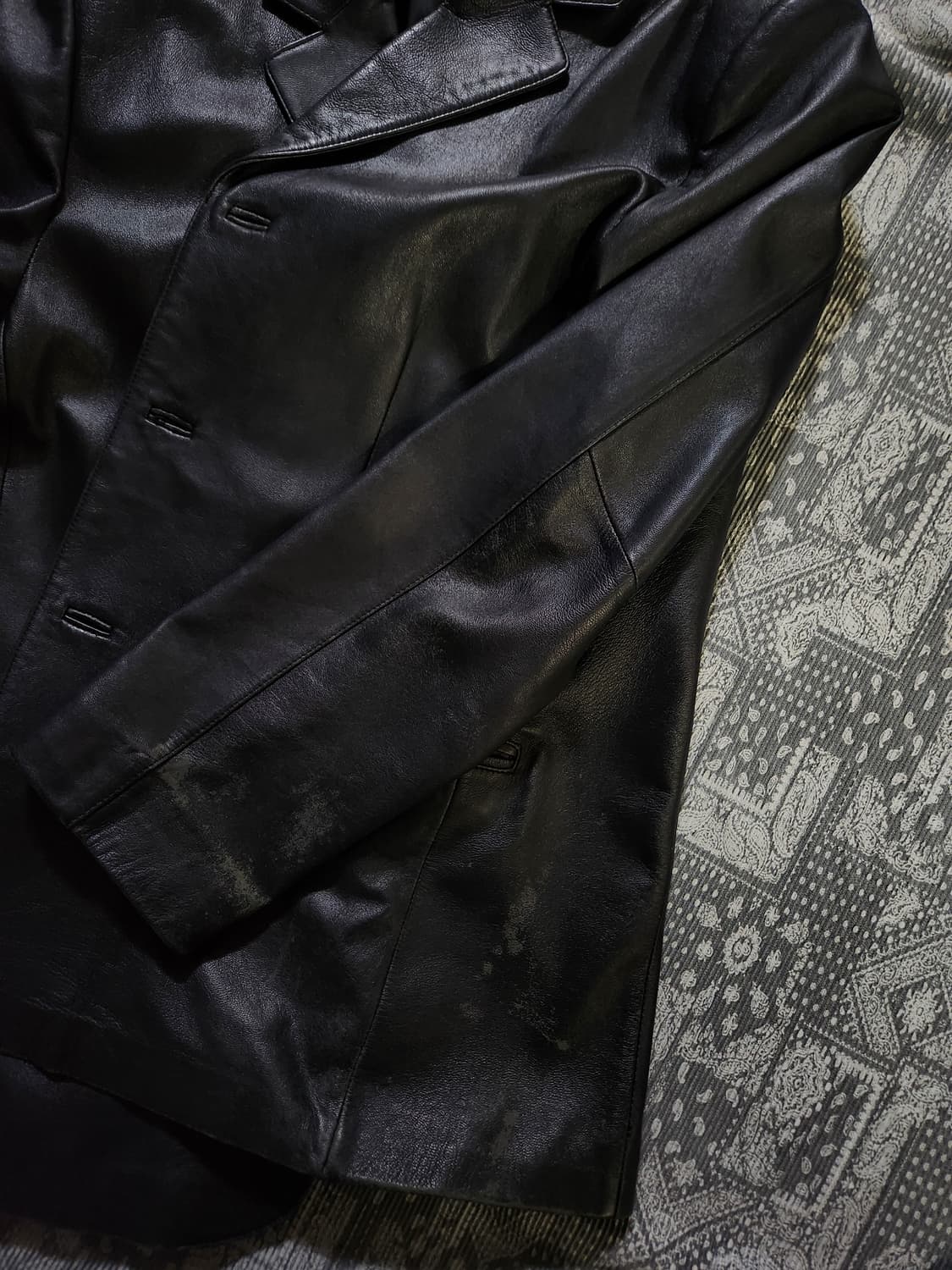 빈티지 레더 블레이저 대디핏 쎄미오버핏 상품이미지5