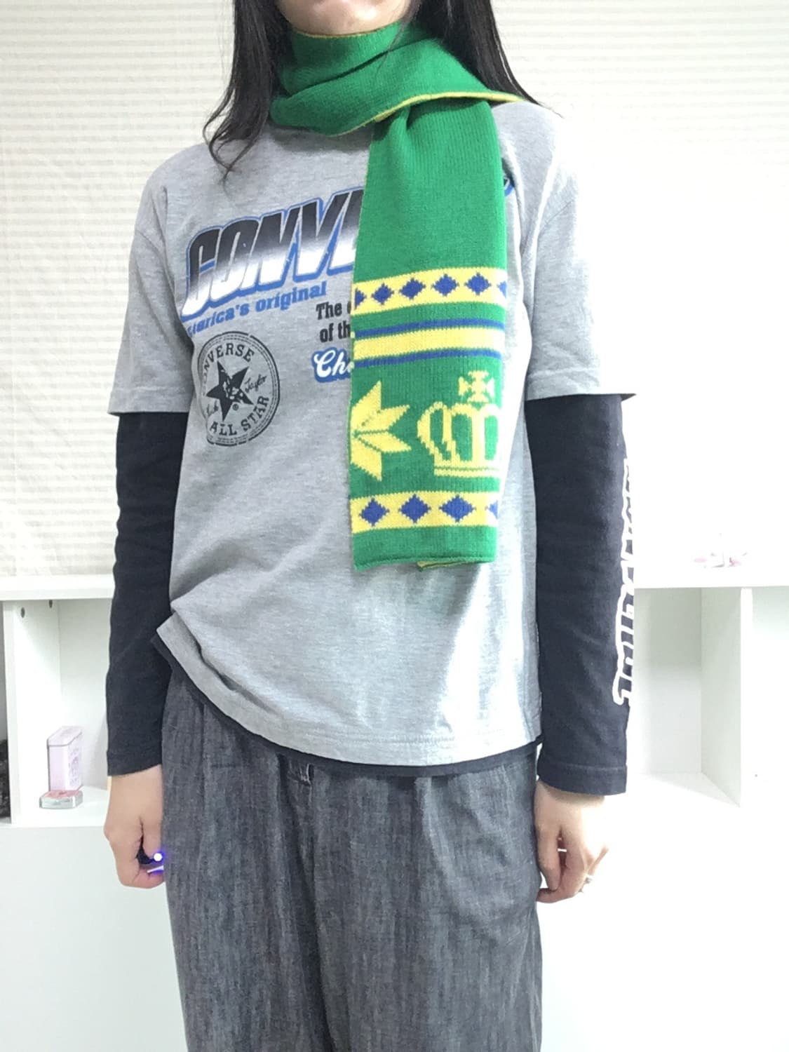 jpn vintage 베이비돌 그린 머플러 y2k 갸루 일본빈티지 상품이미지3