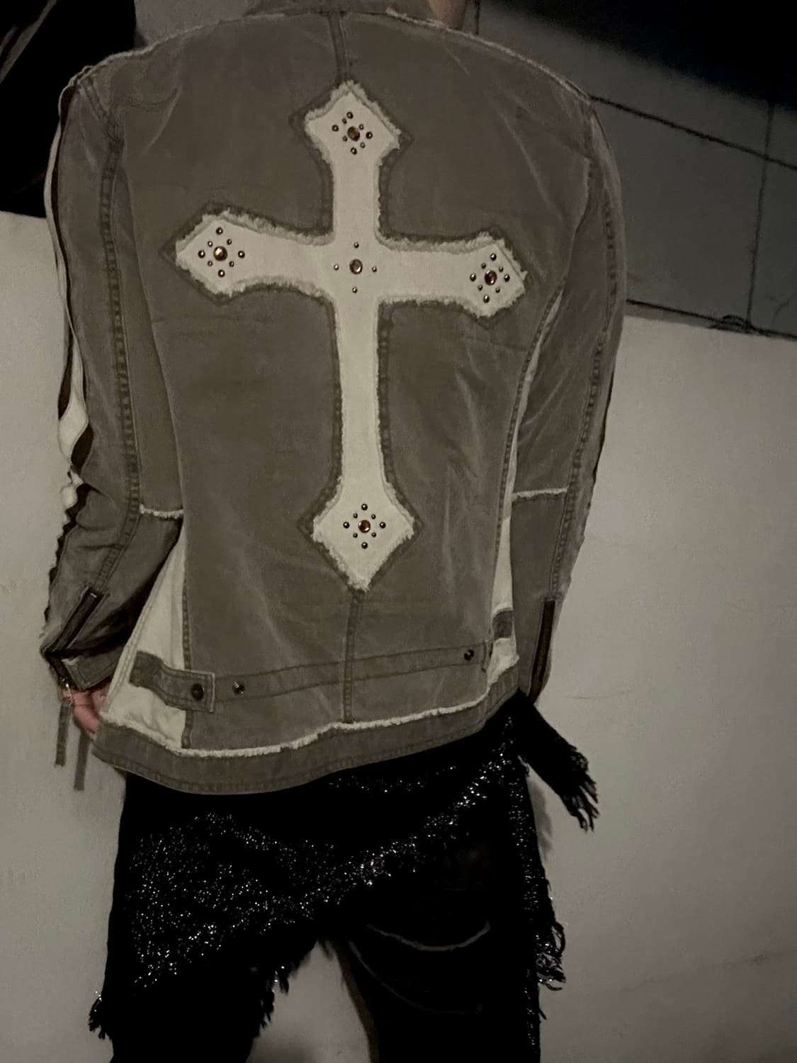 *rare* 2000s 니콜클럽 크로스 큐빅 v-kei 데님 자켓 상품이미지3