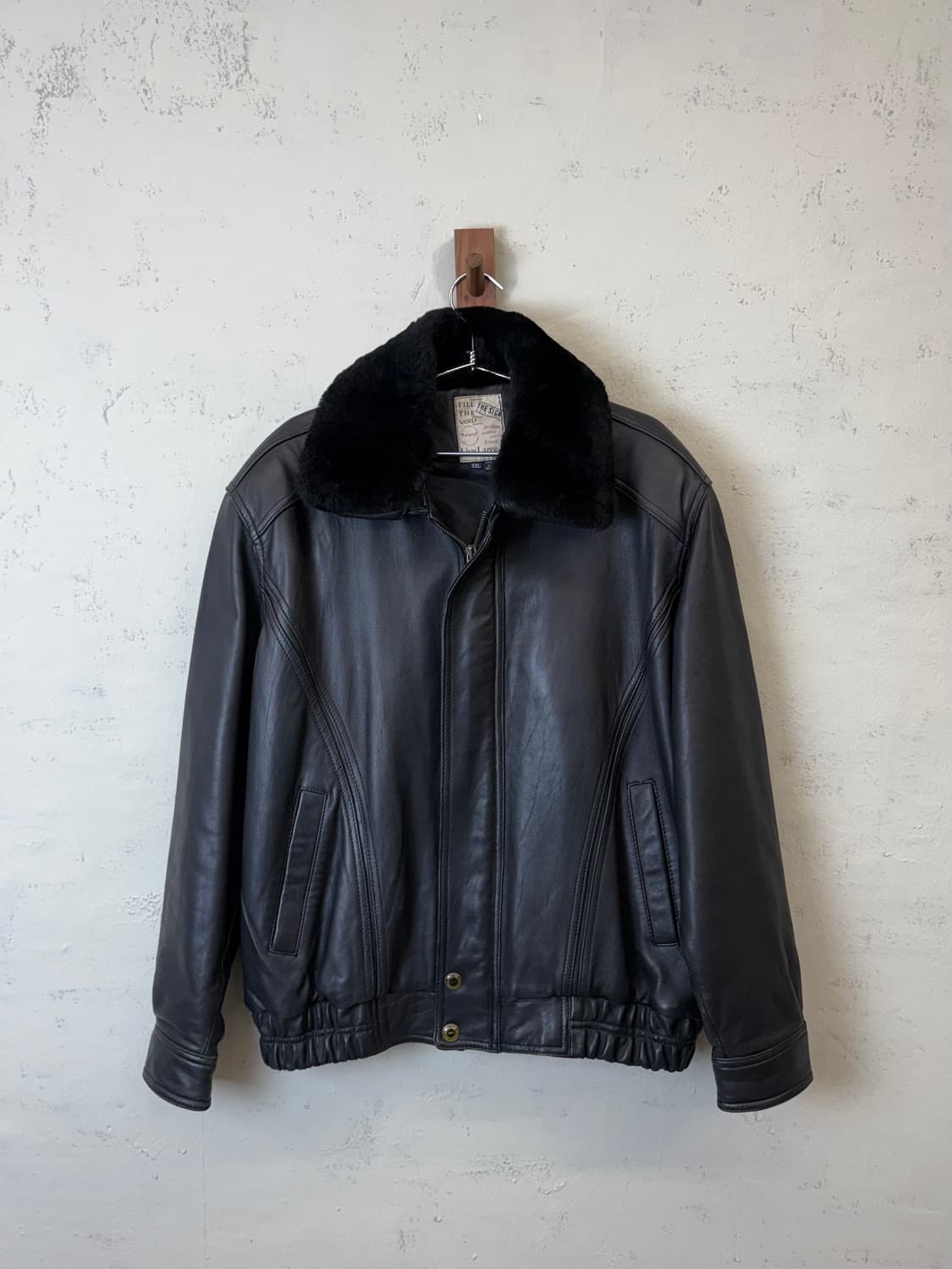 빈티지 양가죽 퍼카라 탈부착 레더 봄버 자켓 상품이미지1