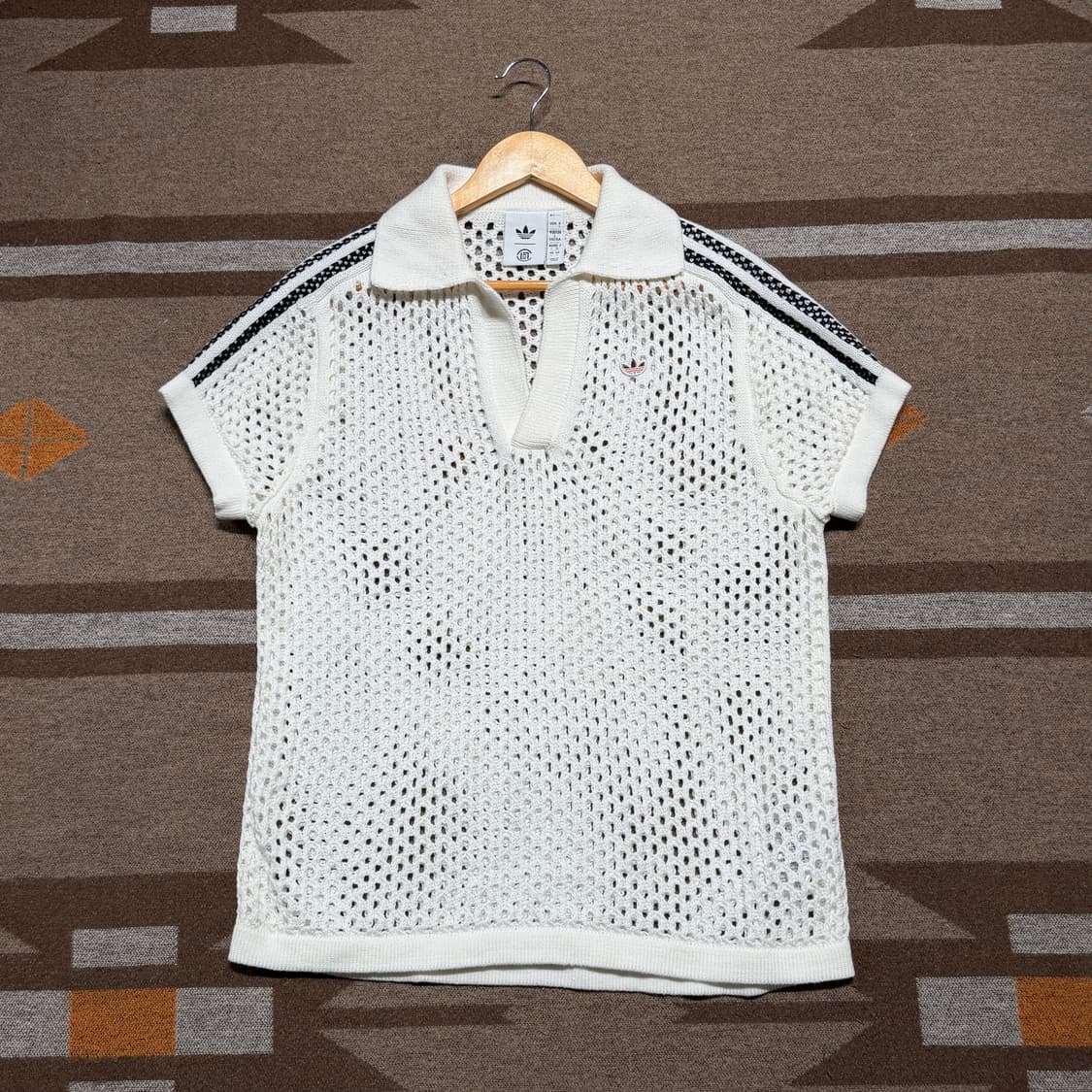 아디다스 클랏 크로셰 니트 폴로 반팔 L 화이트 상품이미지1