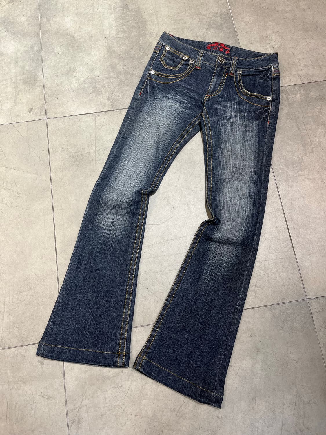 일본 빈티지 BCBG y2k 피스마크 큐빅 부츠컷 데님 팬츠 상품이미지7