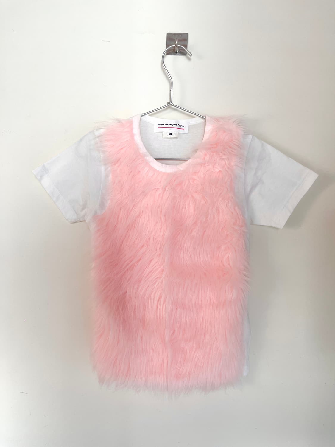 2018 꼼데가르송 걸 핑크 퍼 반팔 티셔츠 상품이미지1