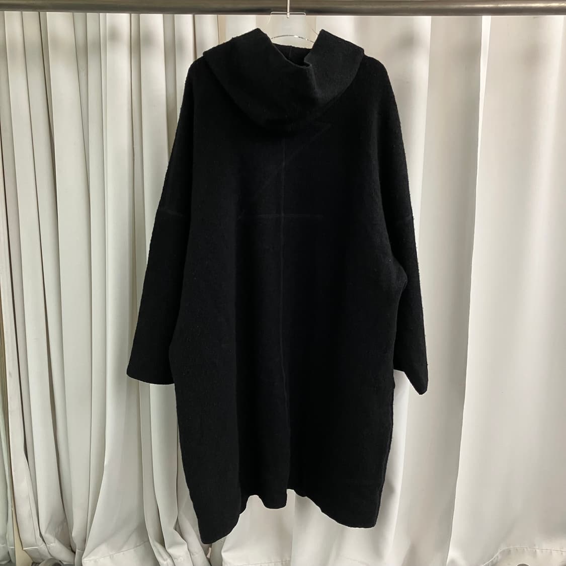 JPN VTG 블랙 울 후드 코트 M 상품이미지2