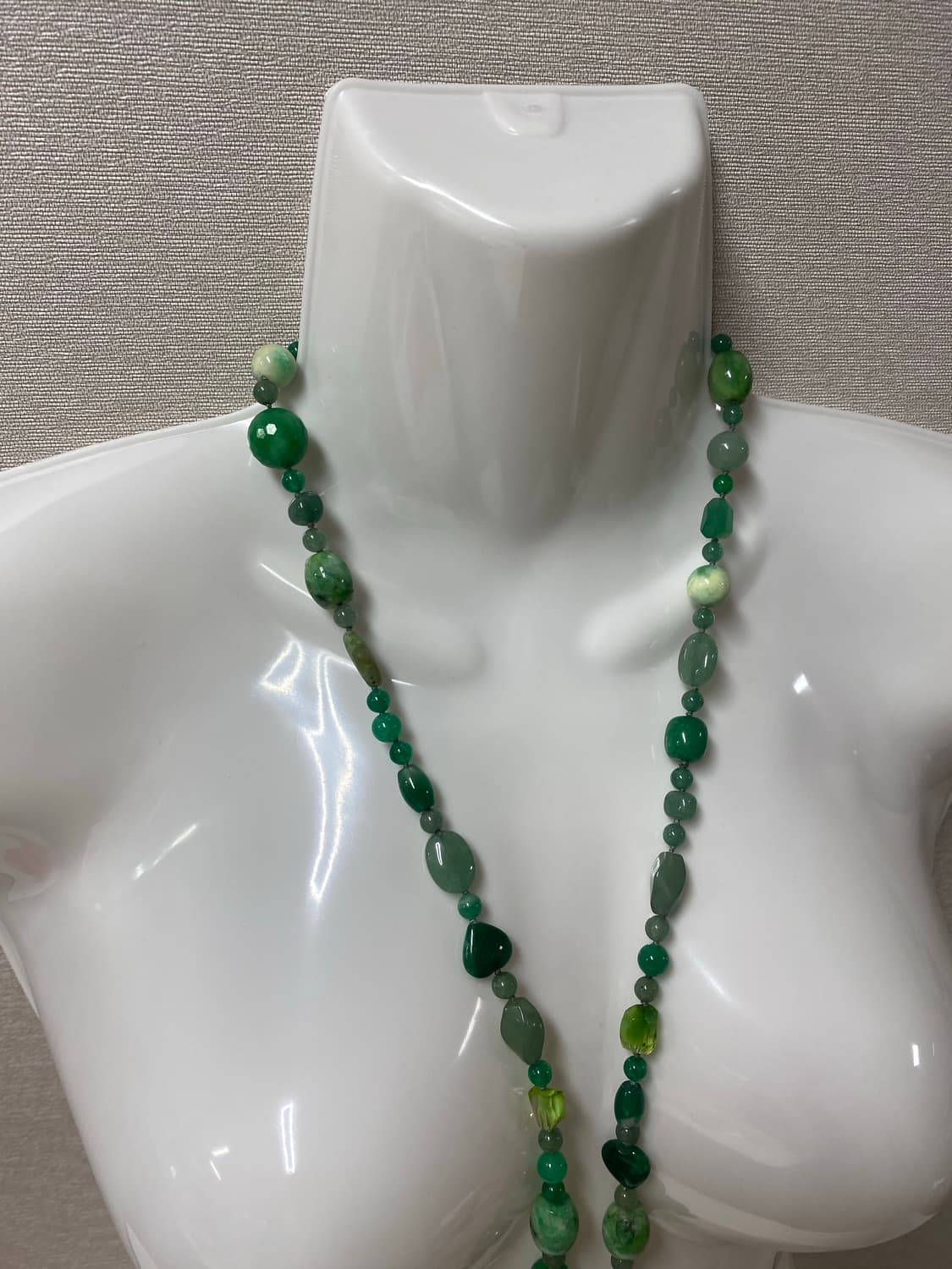 천연 비취석 원석 하트 목걸이 일본 빈티지 옥 목걸이 상품이미지1