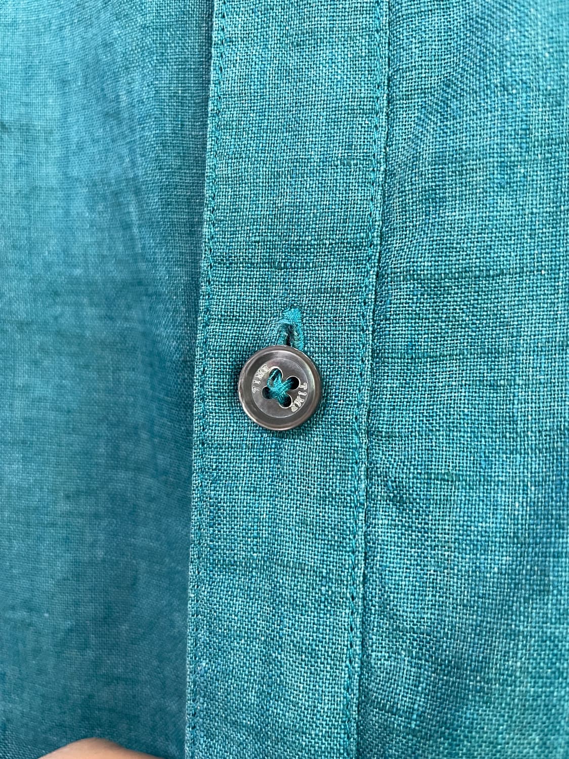 한섬 타임옴므 TIME 논카라 브이넥 린넨 셔츠 100 _ 청록 상품이미지3