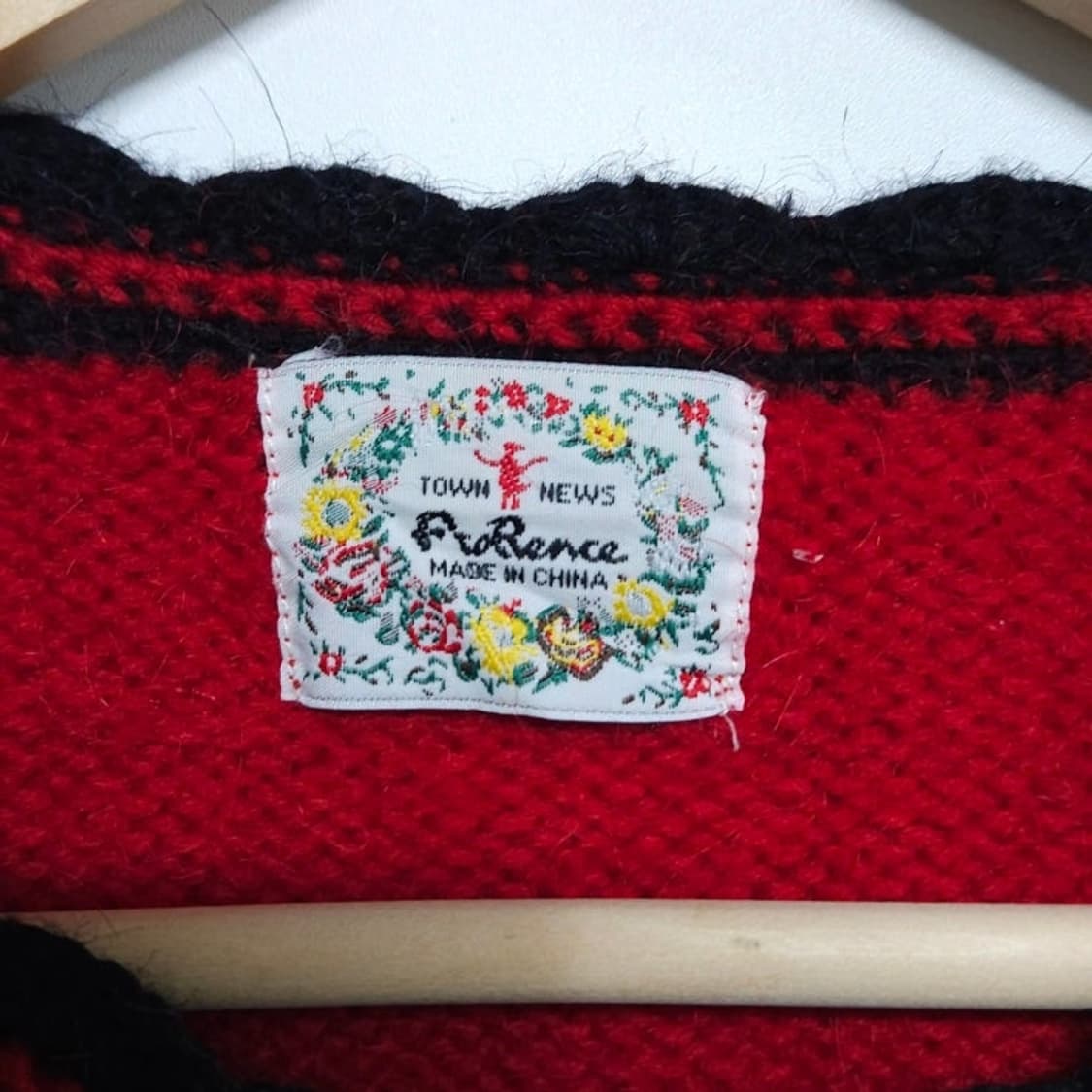 여성M 레드 패치워크 울 니트 가디건 상품이미지9