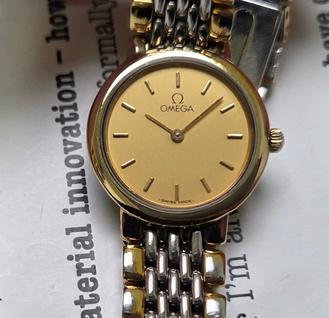 빈티지 오메가 드빌 동전쿼츠 샴골판 콤비 논데이트 쌀알브슬 여성용 상품이미지2
