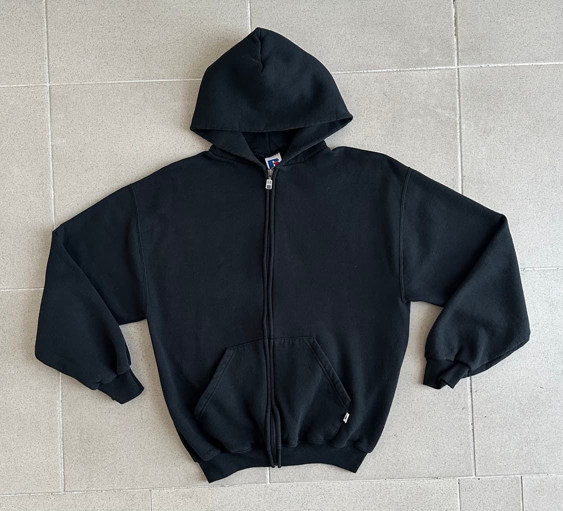 90s 빈티지 러셀 후드집업 블랙 M 상품이미지1