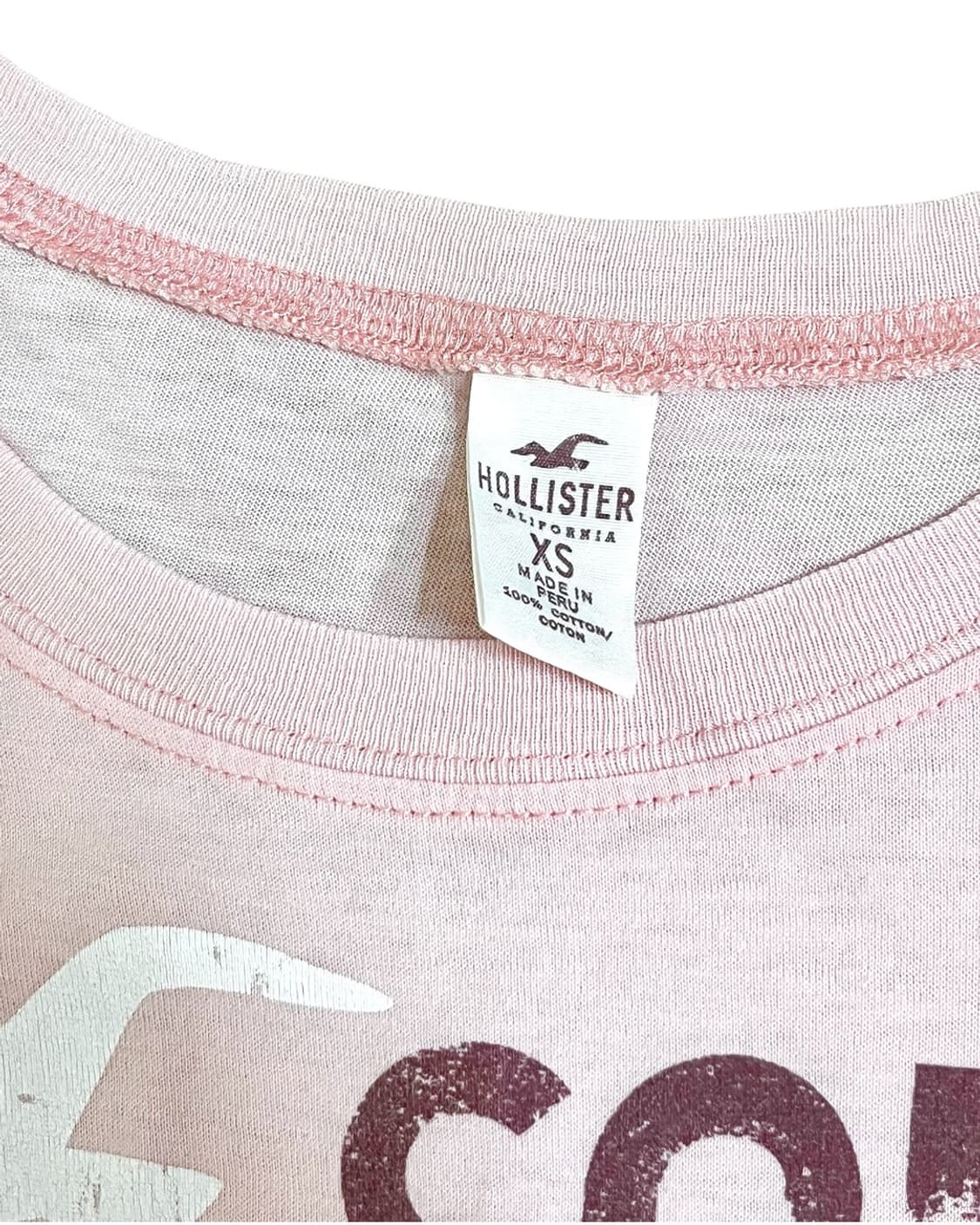 홀리스터 hollister 연핑크 레터링 반팔 상품이미지3