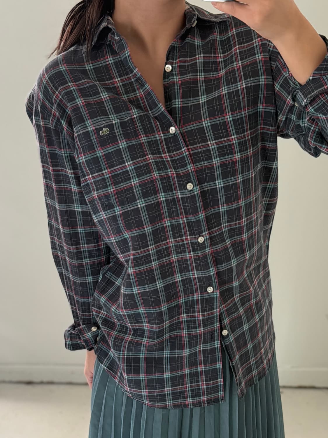 일본빈티지 라코스테 체크 셔츠 상품이미지3