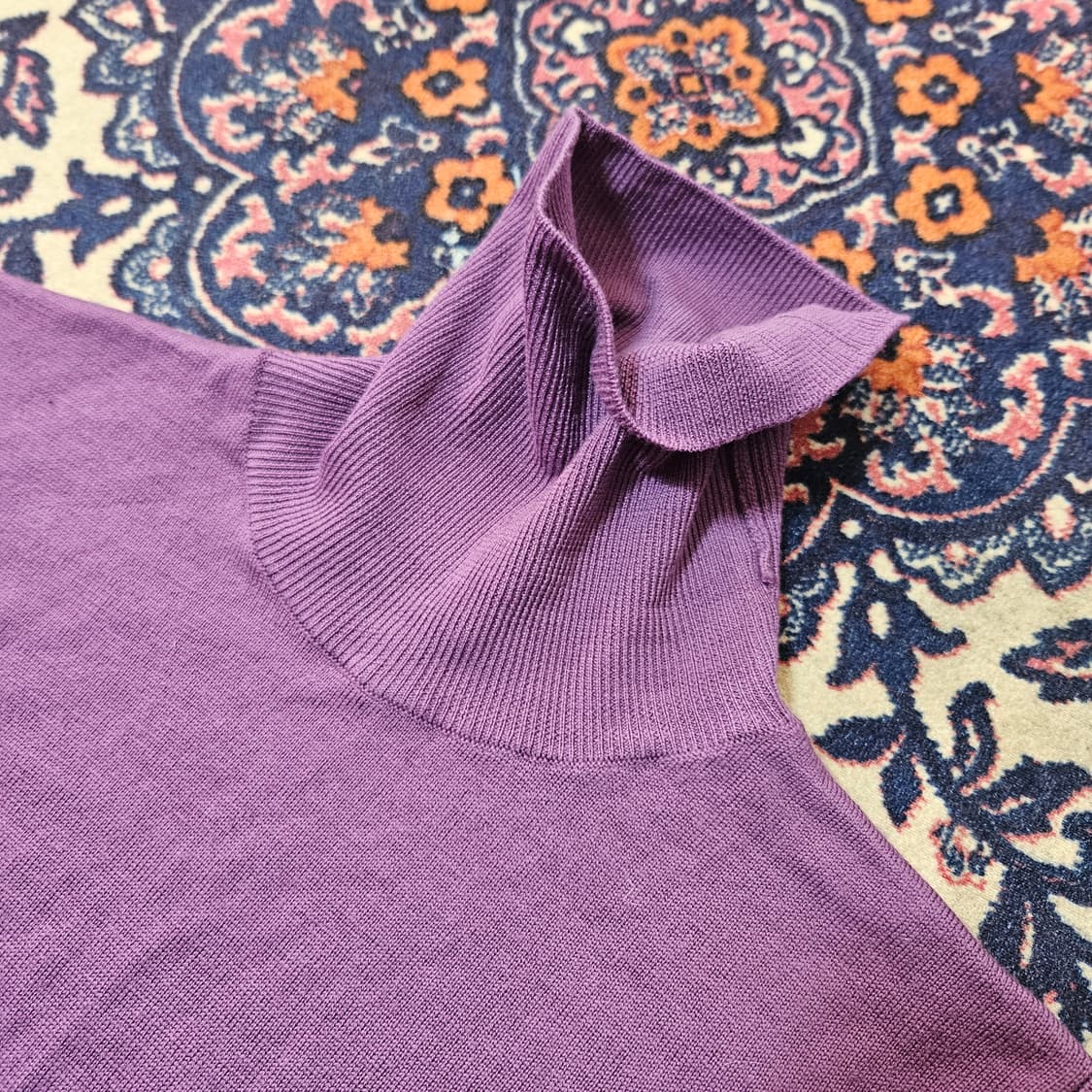 MARIANI in Italy 메리노울 100% 퍼플 터틀넥 S size 상품이미지3