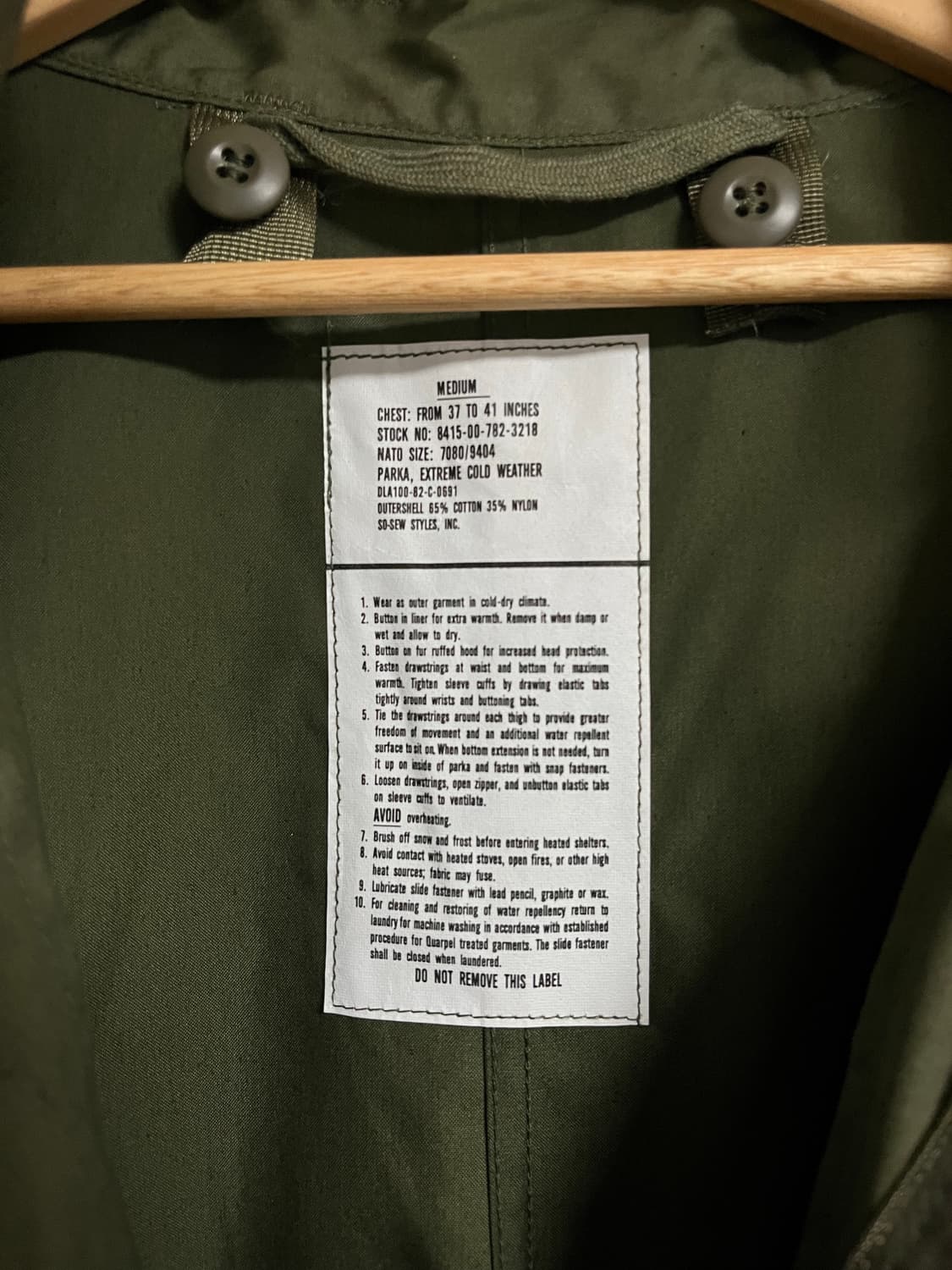 M65 피쉬테일 파카 오리지널 개파카 M 데드스탁 풀세트 상품이미지3