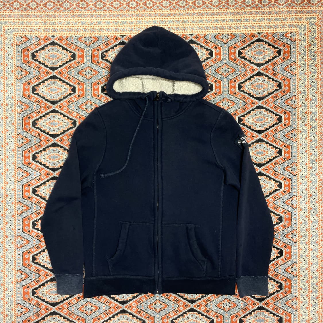 아베크롬비 사이드로고 네이비 털안감 후드집업 남성S 상품이미지1