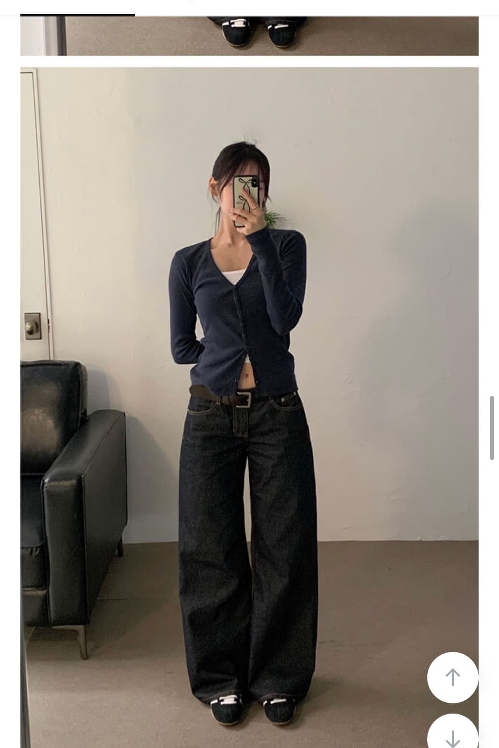 딥 브이넥 가디건 네이비 상품이미지3