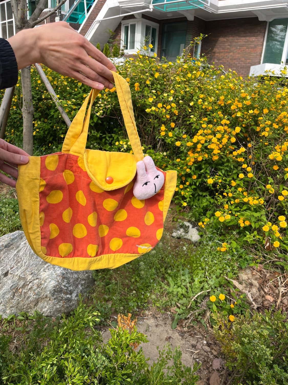 노랑 주황 도트 핸드백🤘🏻 상품이미지7