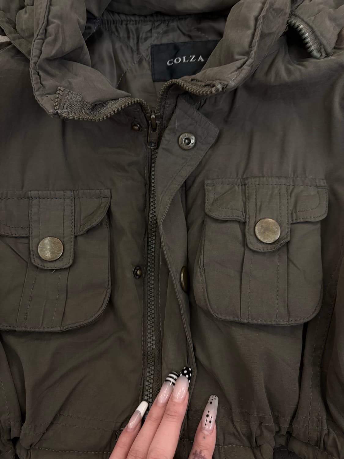 카키 크롭 숏 집업자켓 상품이미지5