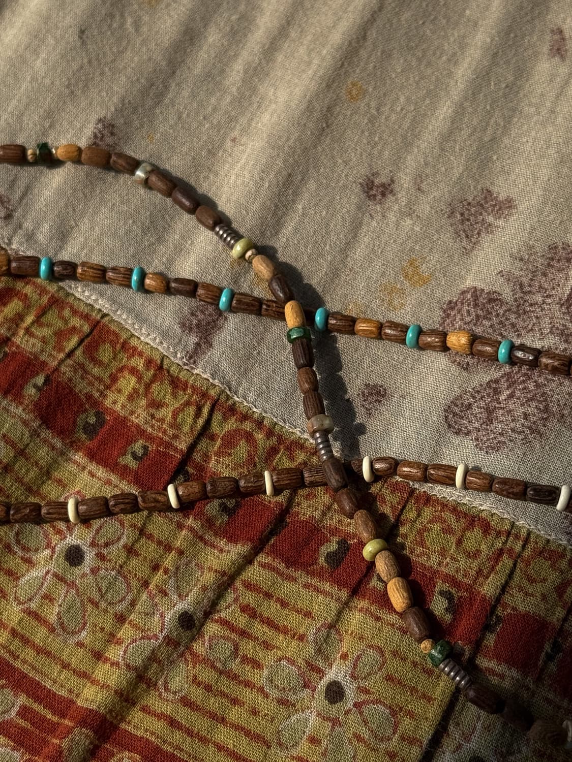 Green Wood Beaded Necklace 0273 상품이미지3