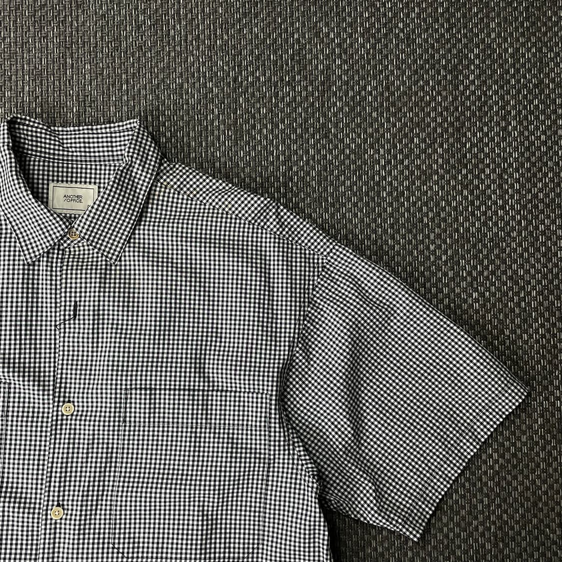 어나더오피스 깅엄 체크 반팔셔츠 M 상품이미지3
