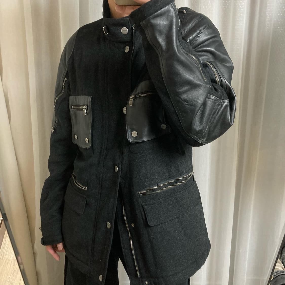 베르사체 컬렉션 레더 캐시미어 자켓 상품이미지3