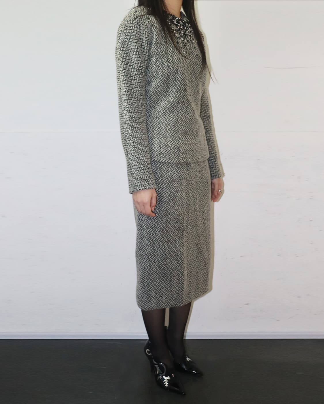 크리스찬 디올 by 지안프랑코 페레 90s 비즈 니트 탑 & 스커트 셋업 상품이미지2