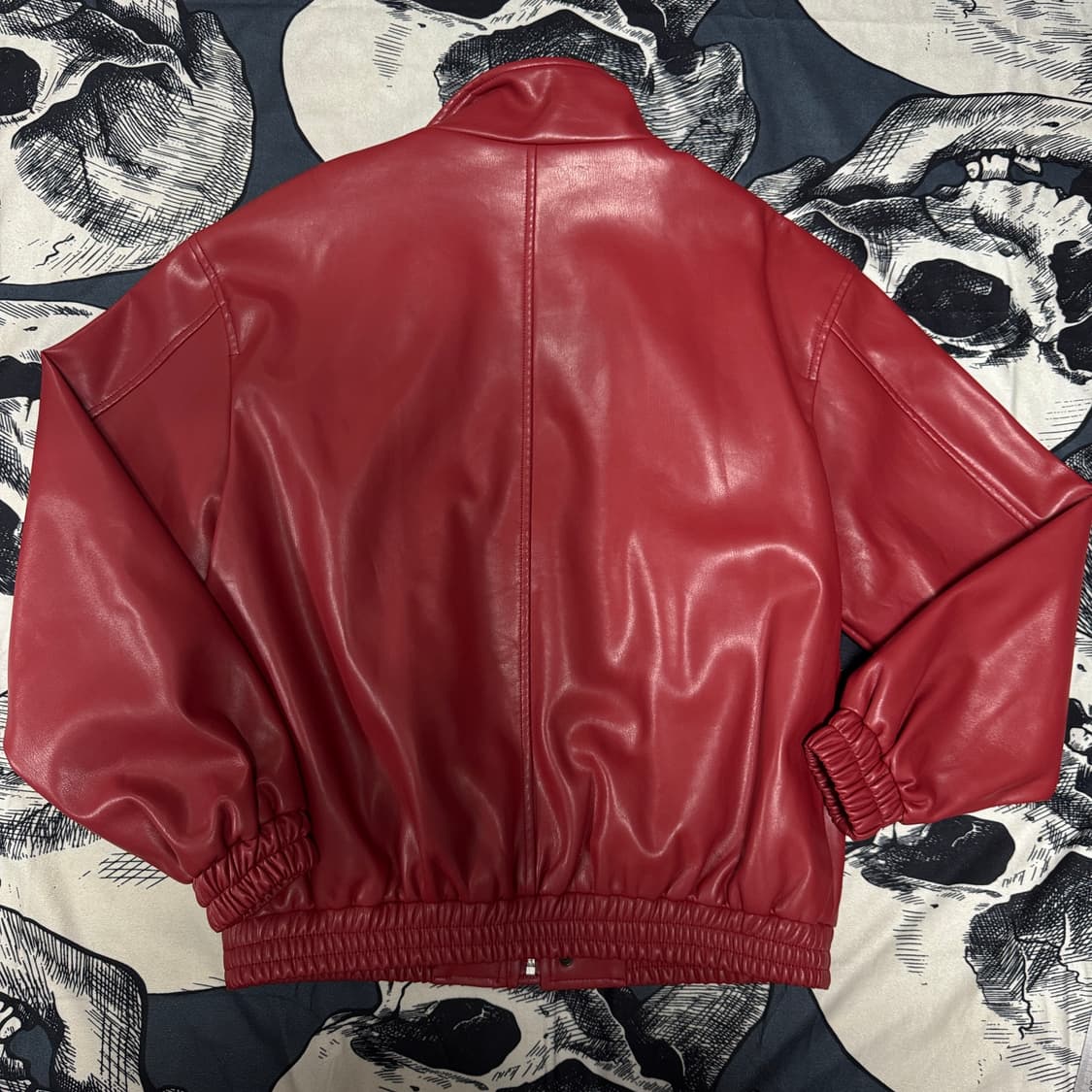 QT8가먼츠 레드 페이크 레더자켓 M사이즈 상품이미지4