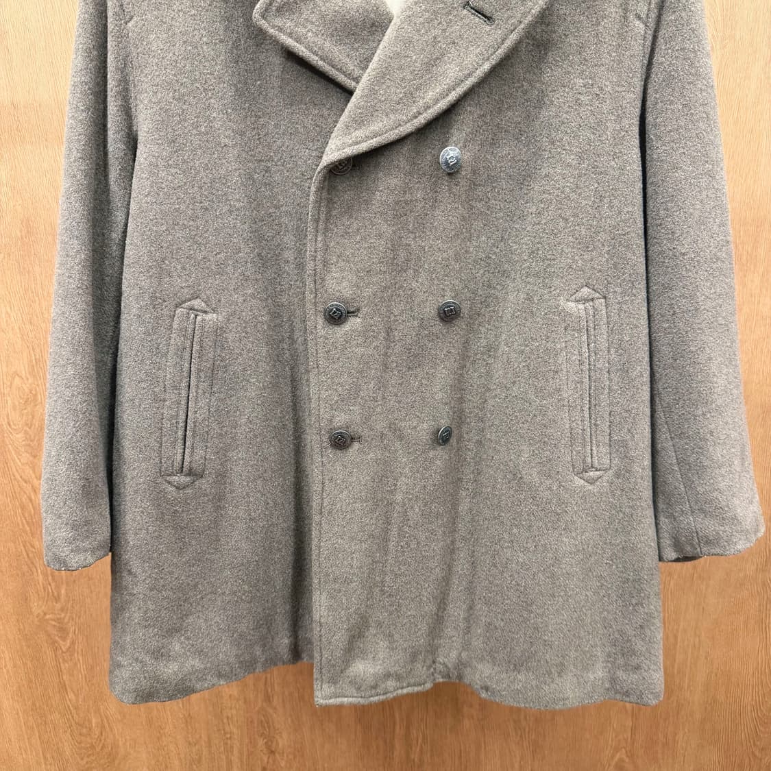 45RPM 울 블렌드 피코트 누빔 안감 웰트 포켓 버튼 디테일 브라운 상품이미지5