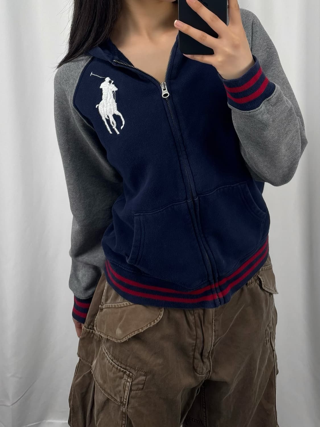 폴로 빅포니 배색 후드집업 상품이미지2