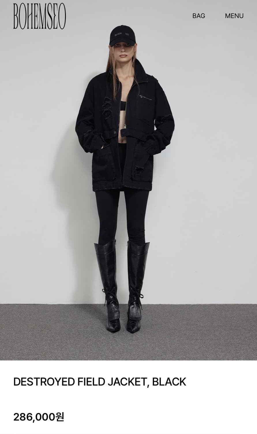 원가 28.6)보헤미안서울 DESTROYED FIELD JACKET 상품이미지2