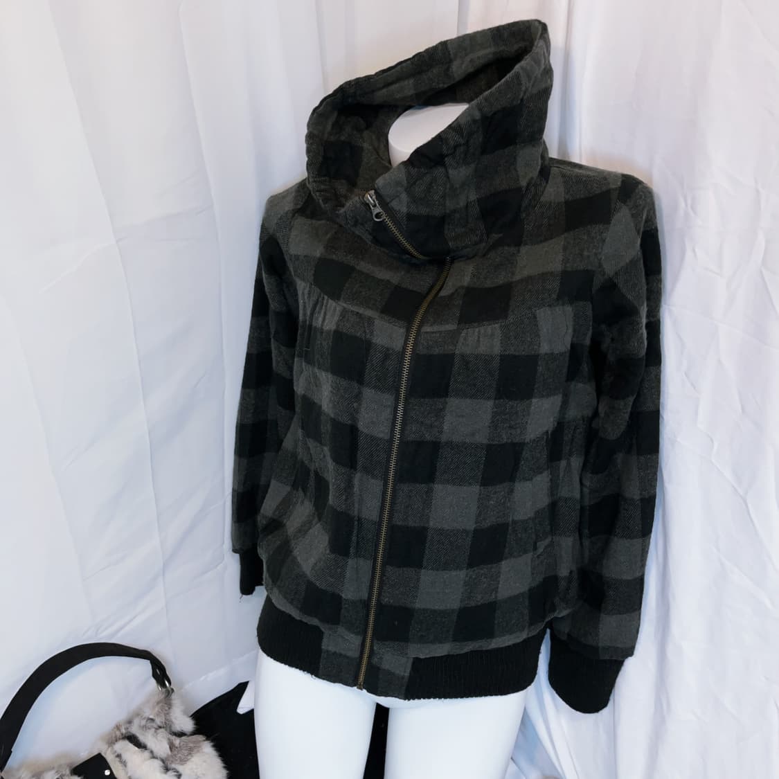 High-neck check jacket 상품이미지2