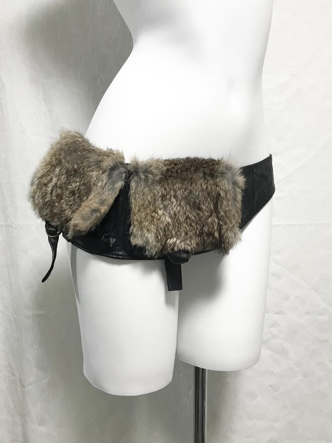 빈티지 00s y2k 래빗퍼 레더 벨트 백 상품이미지1