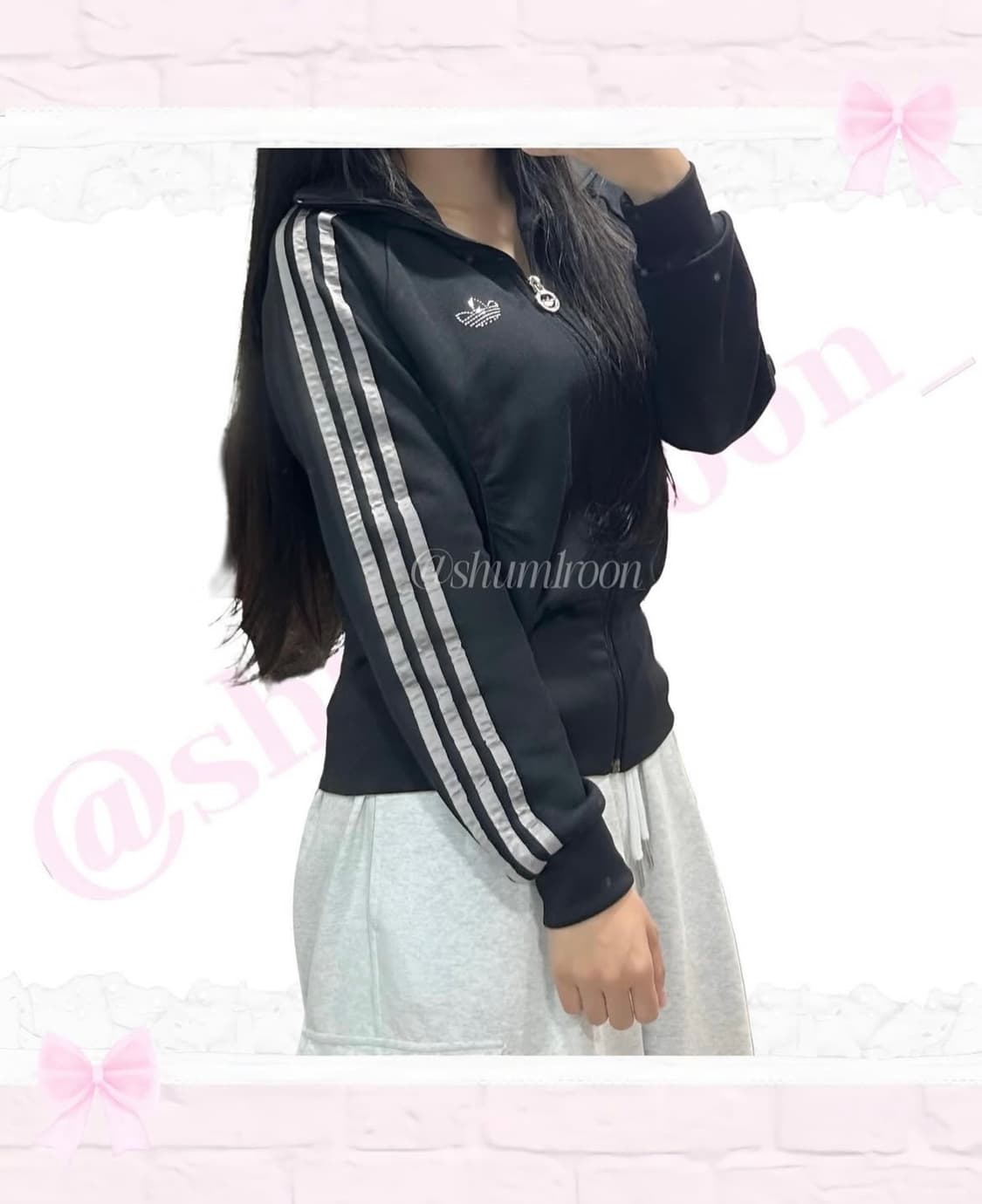 [셋업] 갸루 핑크리본탑 코르셋 아디다스 큐빅져지 상품이미지8