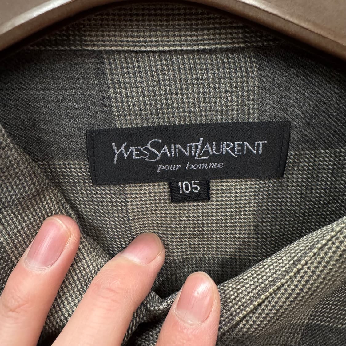 00s 입생로랑 YSL 체크 셔츠 전면 포켓 포인트 그레이 상품이미지6