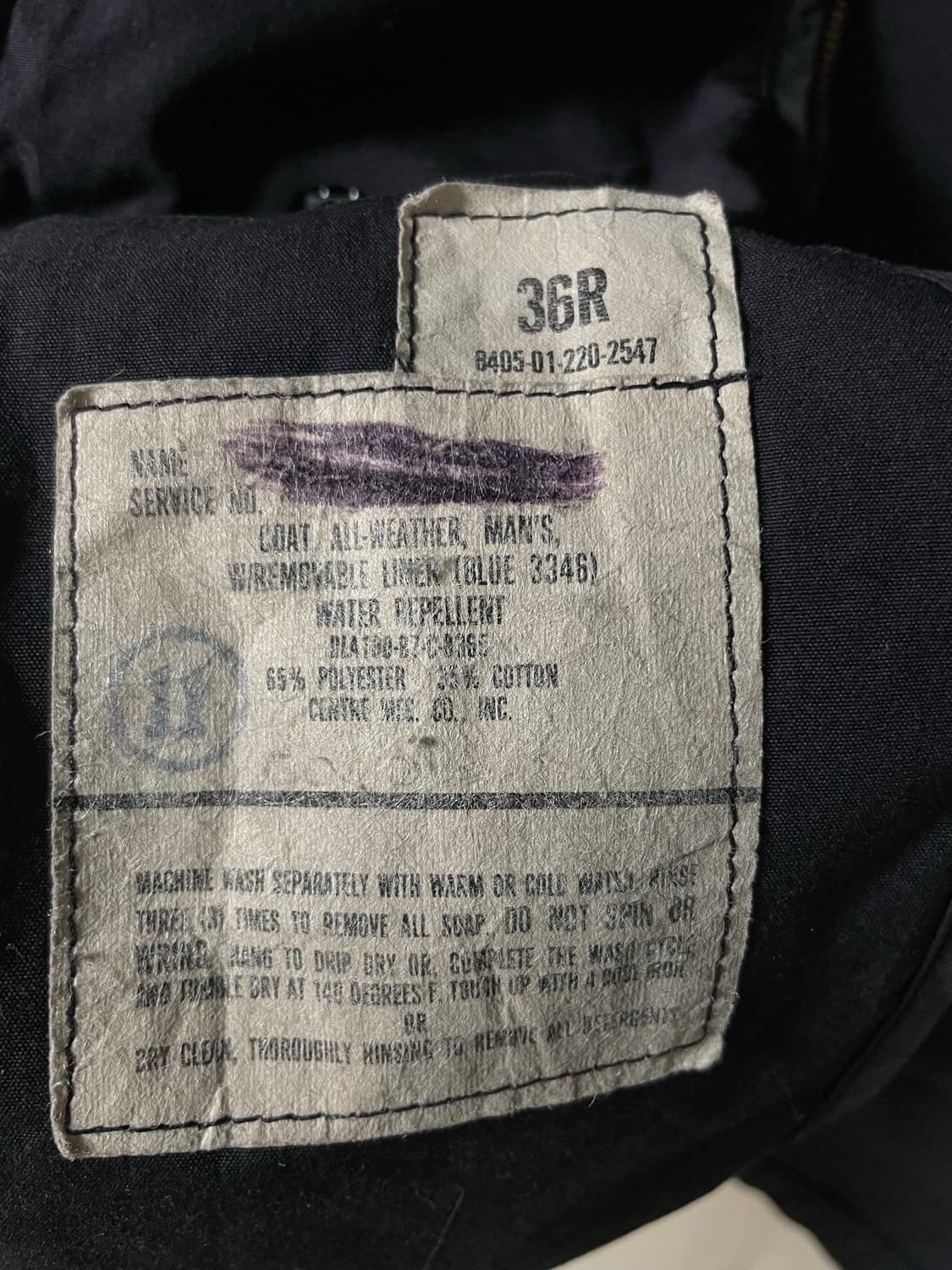 오리지널 미군 코트 블랙 36r 상품이미지3